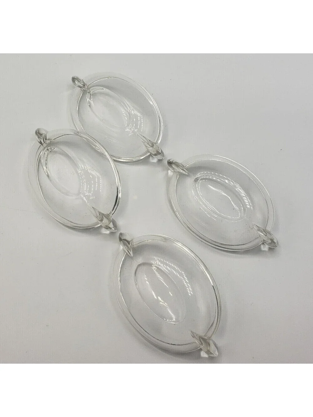 Crystal Clear Glass Salt Cellars Dips Oval Boat Shape QTY 4 Dipping Sauce Bowl